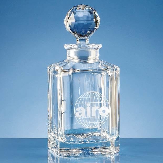 4 Glass Crystal Decanter Set With Wooden Tray - Image 7