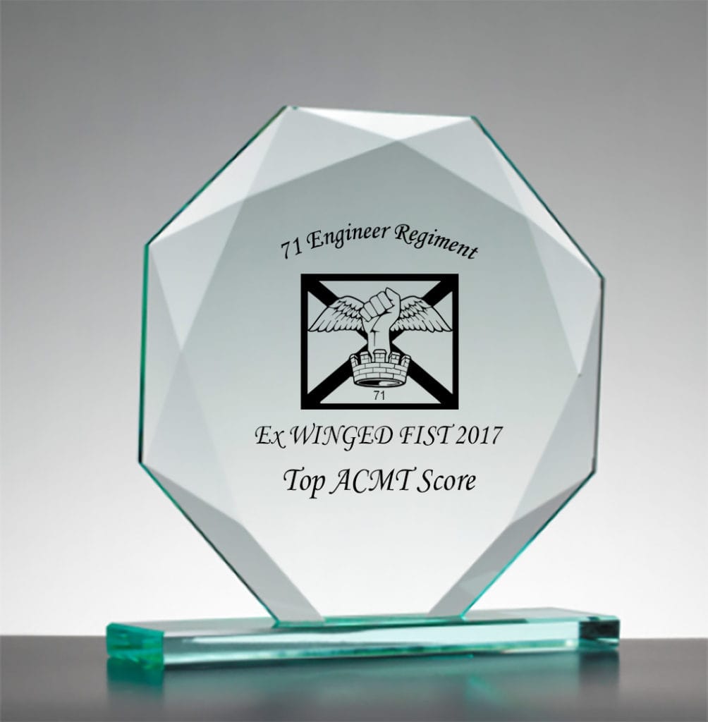 Glass Jade Trophies 18cm Octagon glass jade trophies 15cm