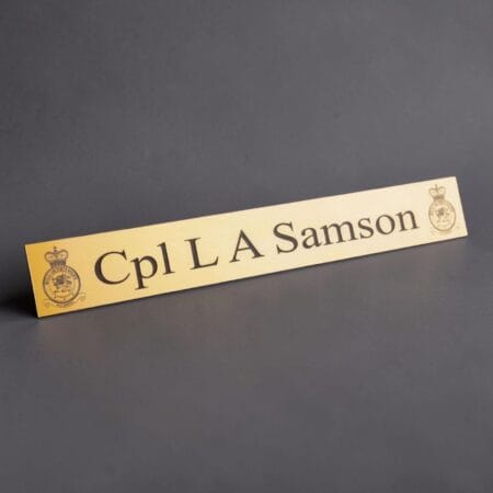 replacement toblerone pace stick holder plaque brushed brass laser engraved