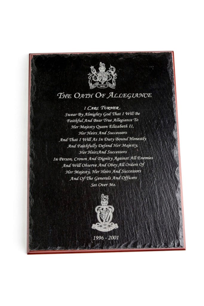 Oath of Allegiance Slate Presentation Piece - Wood Mounted - Image 2