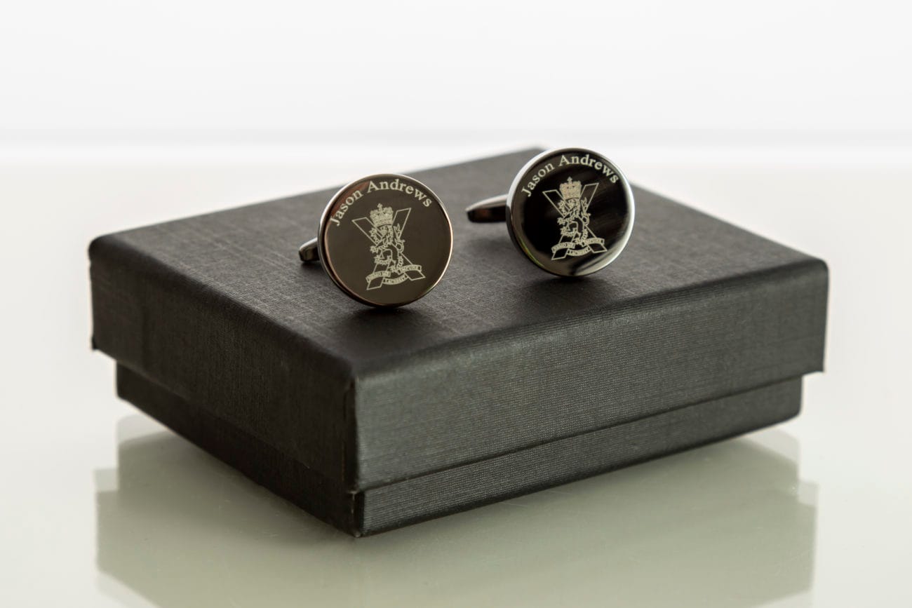 Cap Badge Engraved Personalised Cufflinks - Image 2