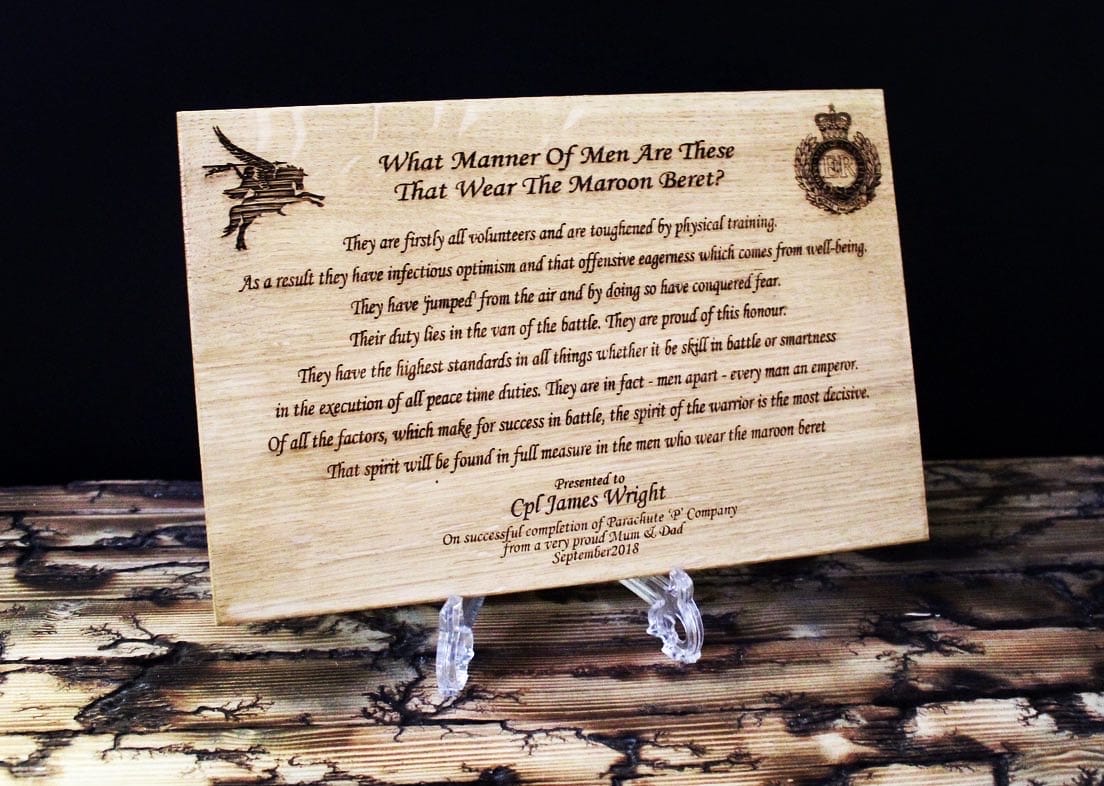 Solid Oak Personalised What Manner of Men Poem - Image 4