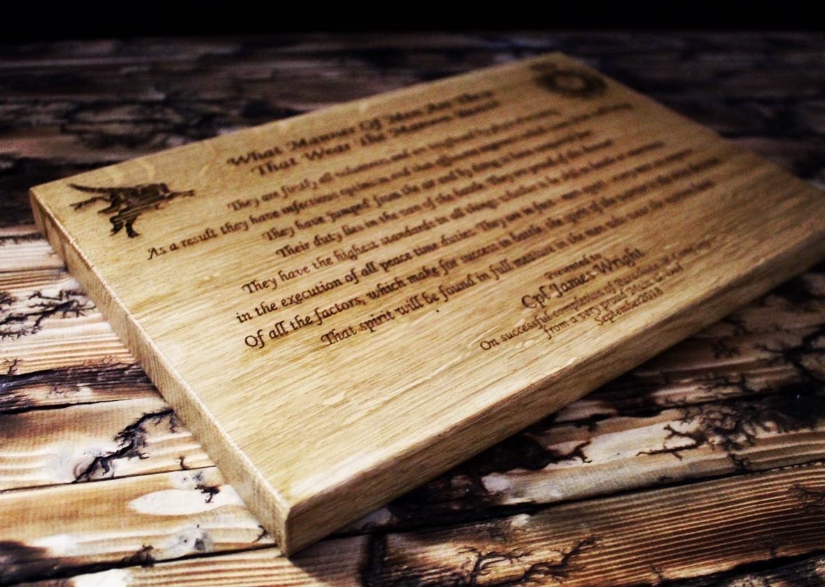 Solid Oak Personalised What Manner of Men Poem - Image 5