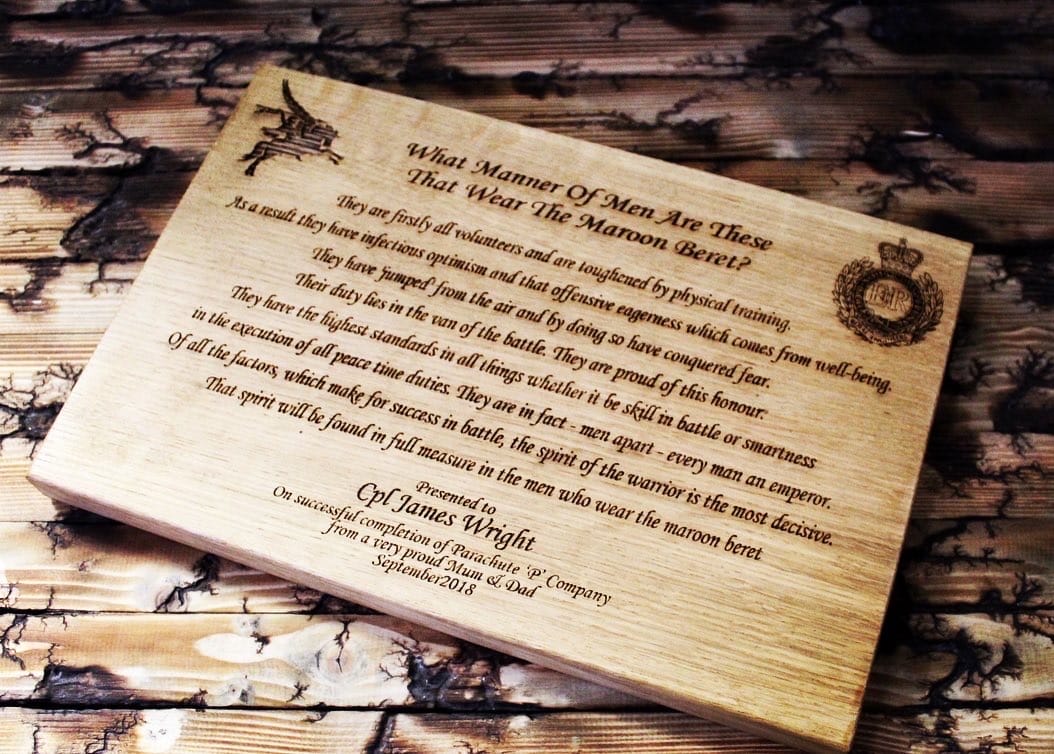 Solid Oak Personalised What Manner of Men Poem - Image 3