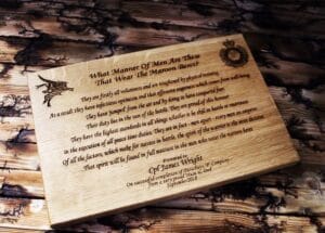 Solid Oak Personalised What Manner of Men Poem
