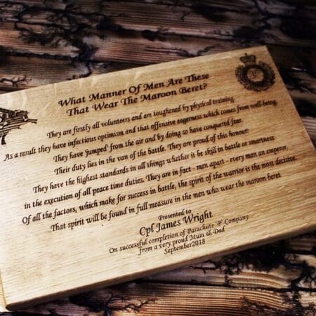 Solid Oak Personalised What Manner of Men Poem