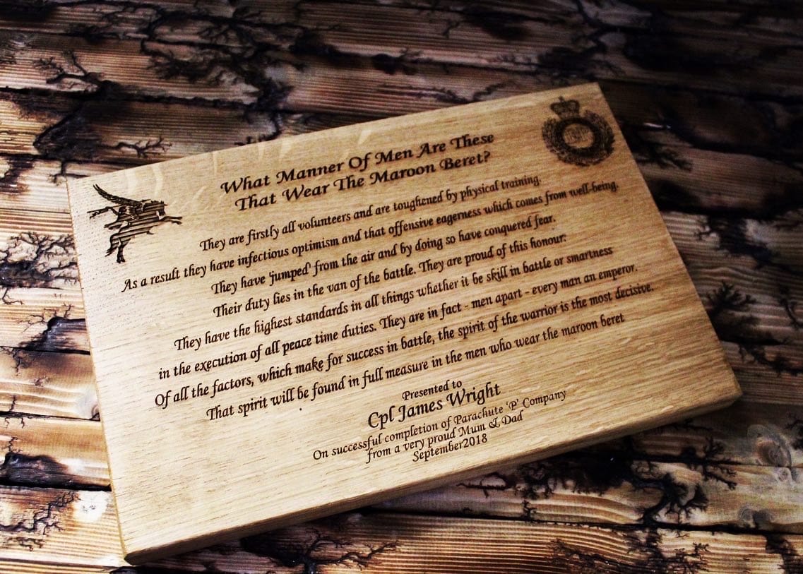 Solid Oak Personalised What Manner of Men Poem