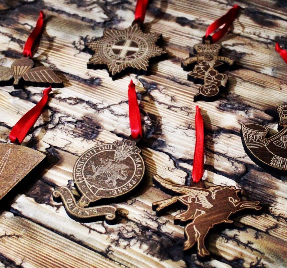 Wooden Cap Badge Christmas Decorations - Image 6