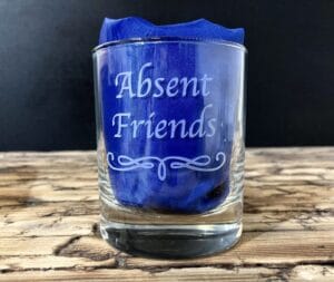 Absent Friends Whiskey Glass NOT Crystal Cut