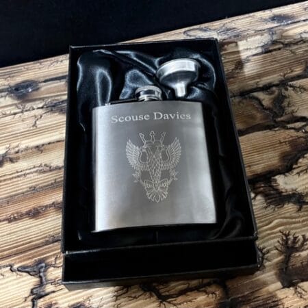 Personalised 6oz Gun Metal Hip Flask in Gift Box