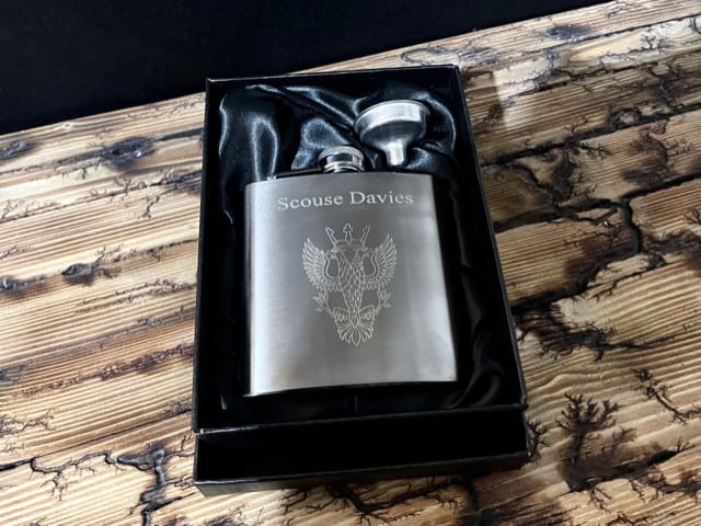 Personalised 6oz Gun Metal Hip Flask in Gift Box