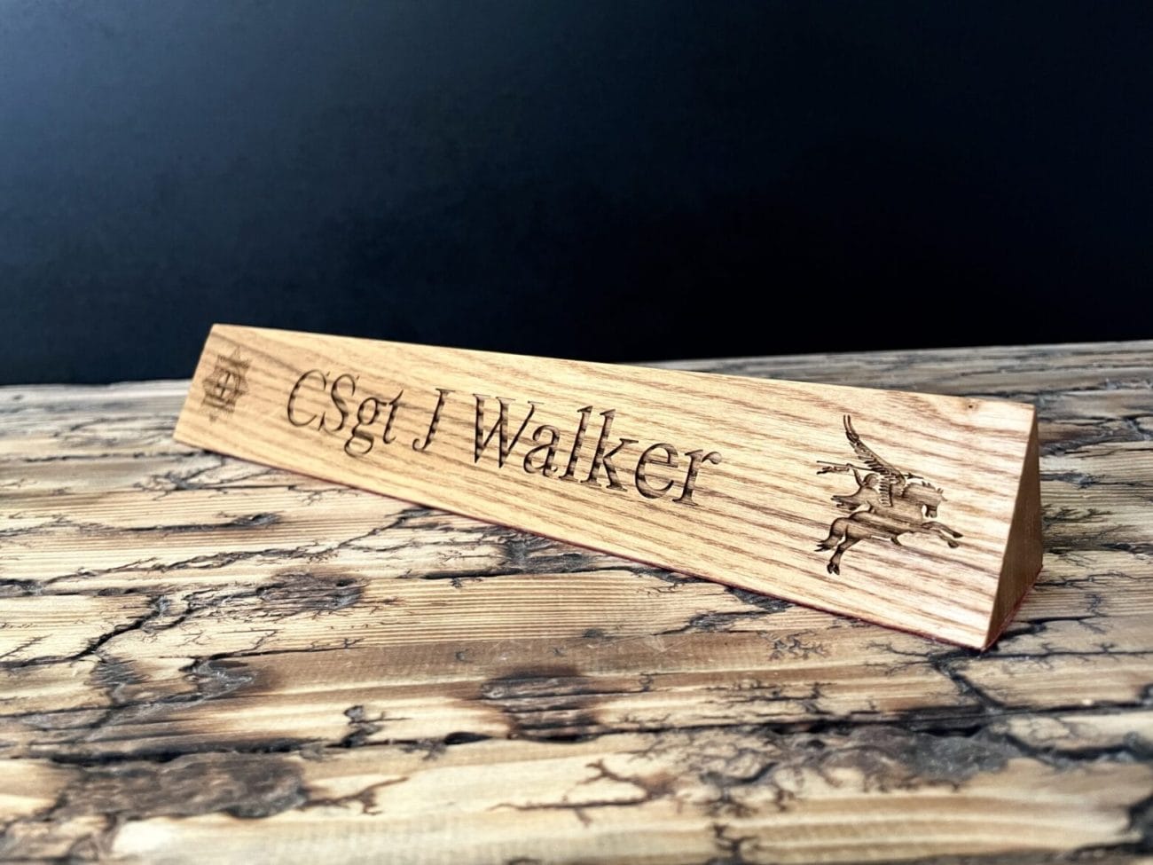 Solid Oak Personalised Desk Toblerone - Image 5