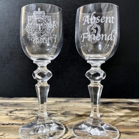 Pair of Absent Friends Port Glasses