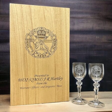 Engraved Double Presentation Box Light Wood