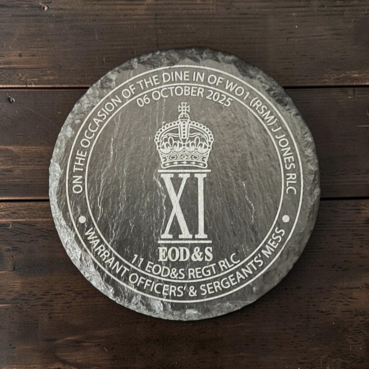 The finished engraved slate coaster