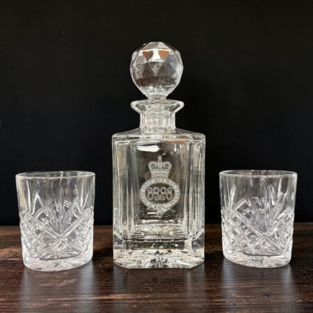 Engraved Crystal Decanter Set with 2 Glasses | Premium Military Gift